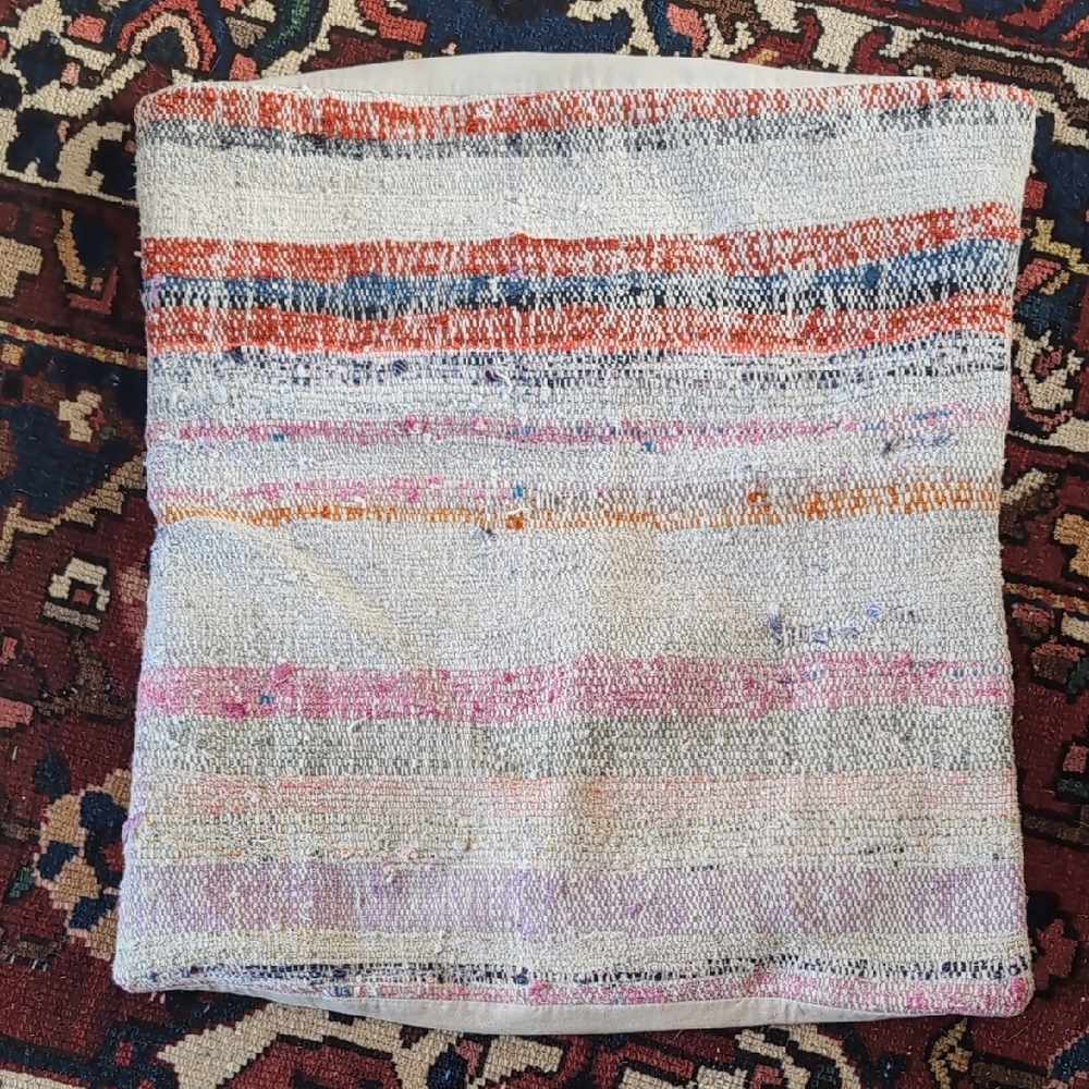 Colorful Striped Vintage Woven Fabric Pillow Cover